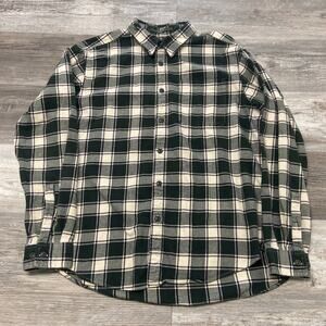 Eddie Bauer Flannel Shirt Green Cream‎ Purple Tartan Plaid Mens XL Relaxed Fit